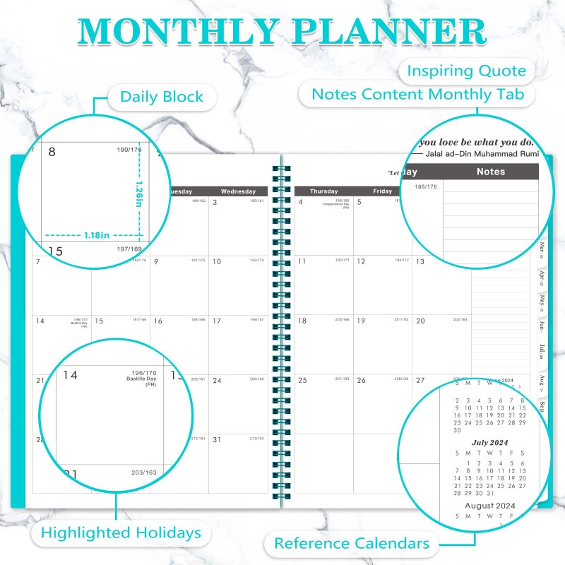 Coboll Monthly Planner 2024-2026 - Planner 2024-2026, 9'' x 11'', 24 Months Planner 2024-2025 from JUL. 2024 to JUN. 2026, Monthly Calendar Planner With Inner Pocket - Image 3